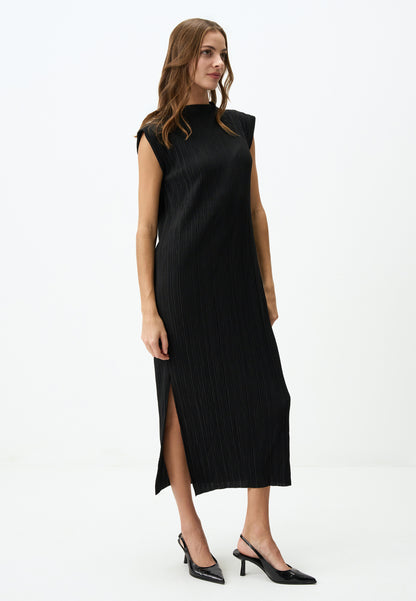 Classic Black Midi Dress with Sleeveless Design