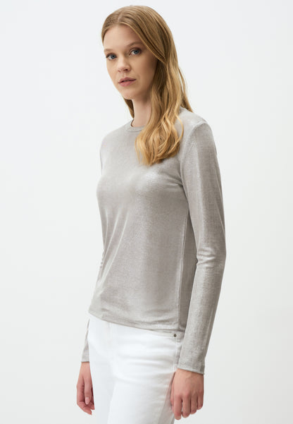 Shimmering Silver Long Sleeve Blouse