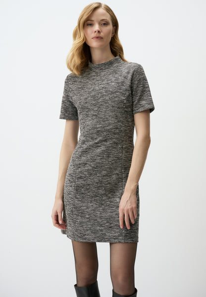 Chic Gray Textured Mini Dress with Short Sleeves