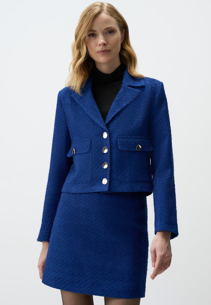 Chic Royal Blue Mini Skirt with Textured Finish