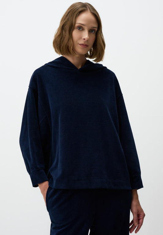 Navy Velvet Oversized Hoodie