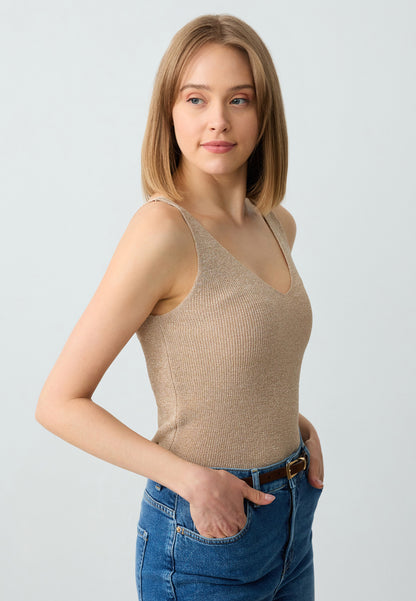 Regular Fit V-Neck Tricot Gold Singlet