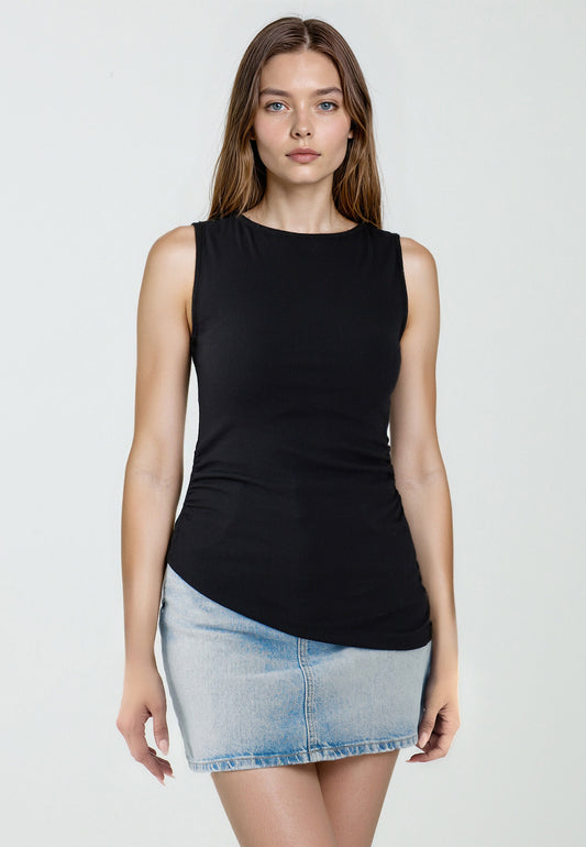 Slim Fit Off-the-shoulder Knitted Black Blouse