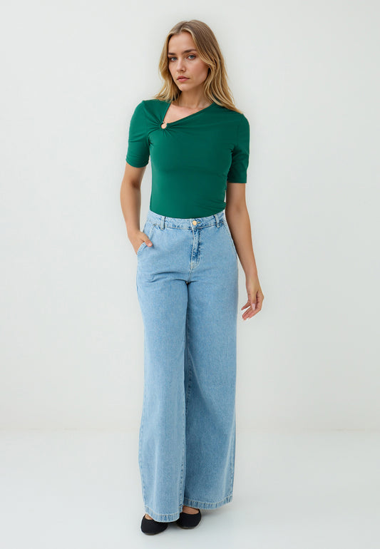 Slim Fit  Knitted Green Blouse