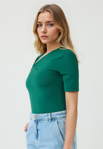Slim Fit  Knitted Green Blouse