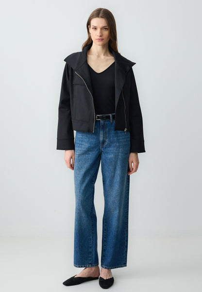 Regular Fit Knitted Black Jacket