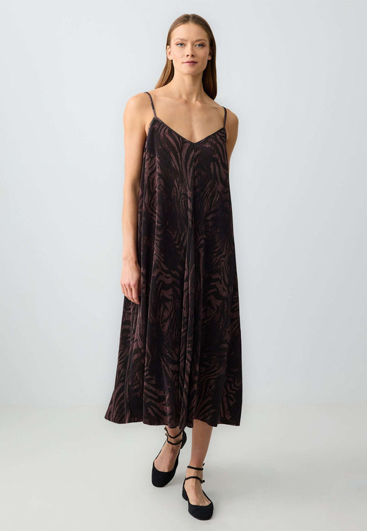 Loose fit V-neck Brown Dress