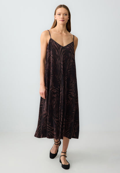 Loose fit V-neck Brown Dress