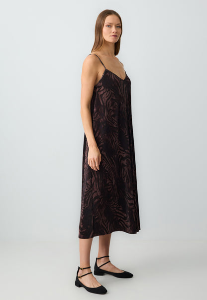 Loose fit V-neck Brown Dress