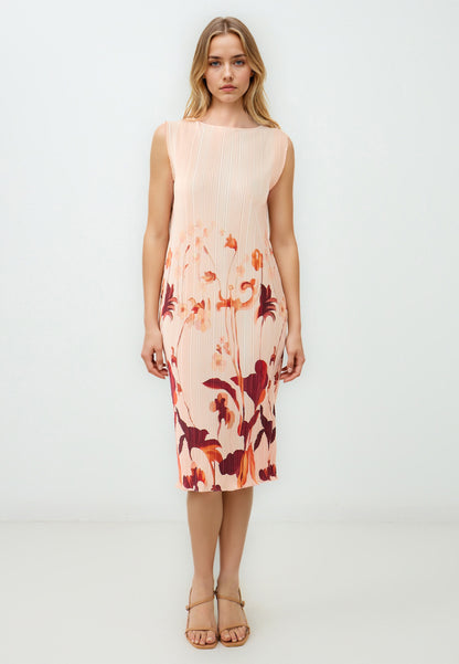 Regular Fit Crew neck Knitted Salmon Dress