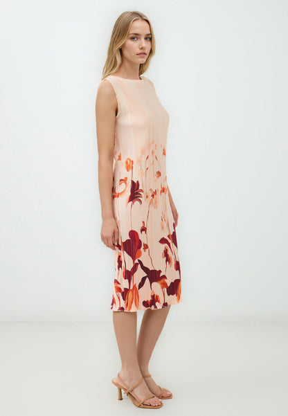 Regular Fit Crew neck Knitted Salmon Dress