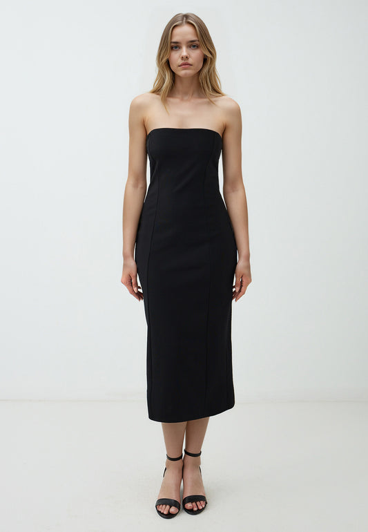 Slim Fit Knitted Black Dress