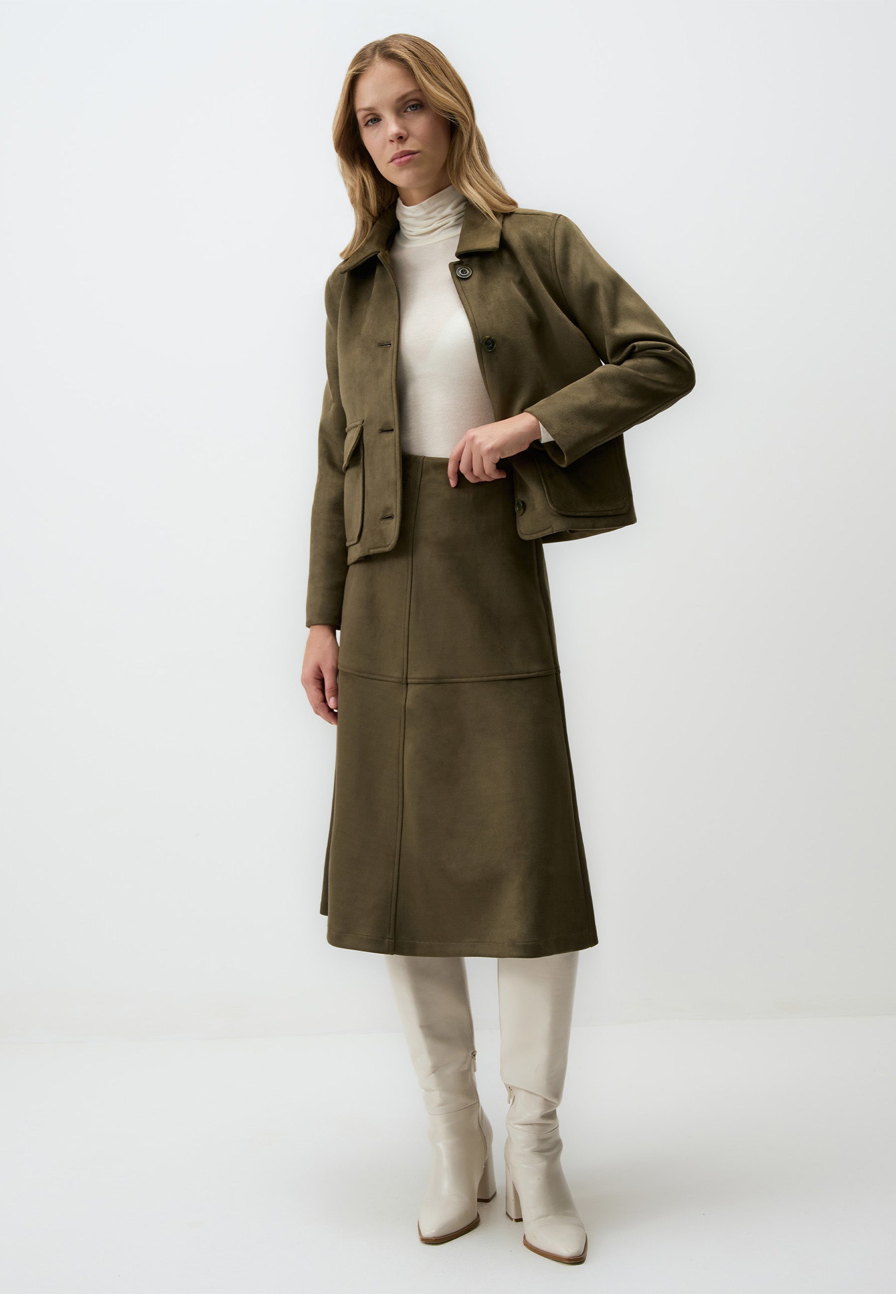 Khaki A-Line Skirt 