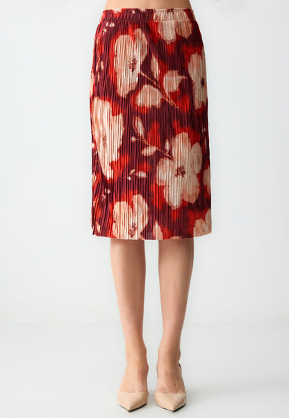 Regular Waist Floral Patterned Knitted Midi Skirt