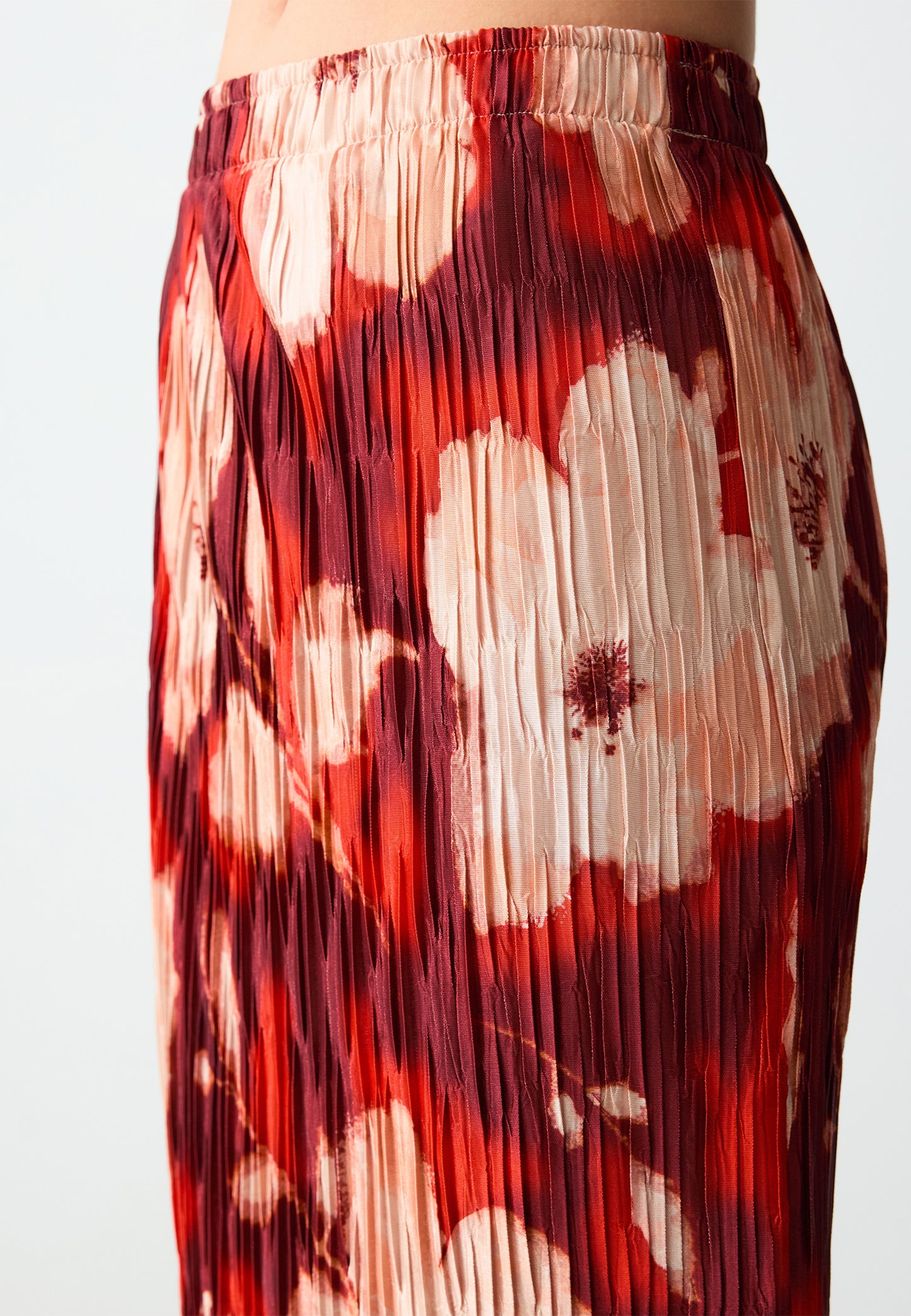 Regular Waist Floral Patterned Knitted Midi Skirt