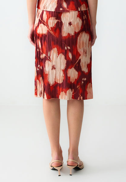 Regular Waist Floral Patterned Knitted Midi Skirt