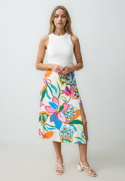 Regular Fit Woven Ecru Skirt