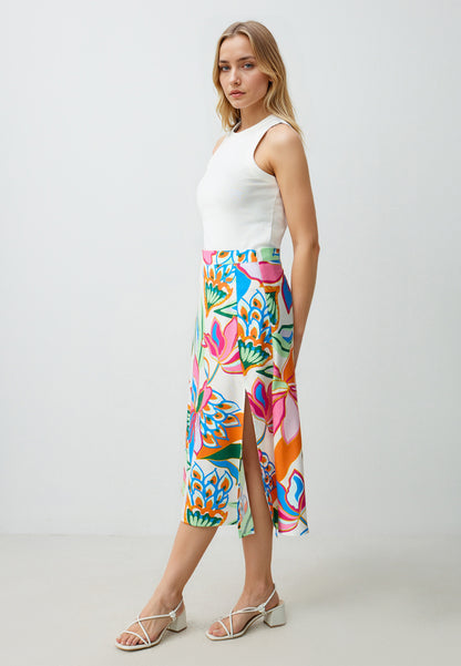 Regular Fit Woven Ecru Skirt