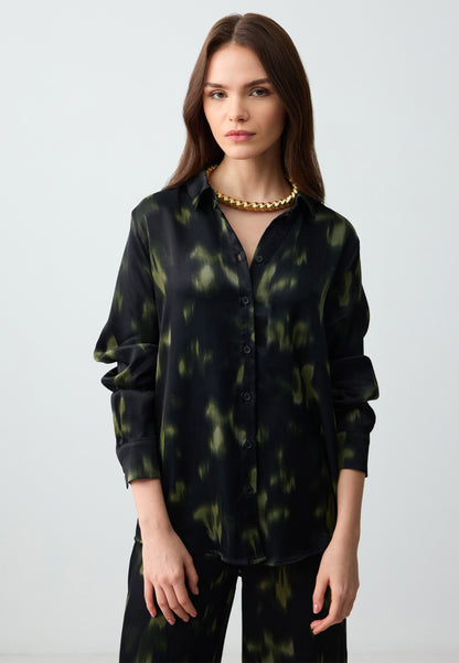 Regular Fit Shirt Collar Woven Black Shirt