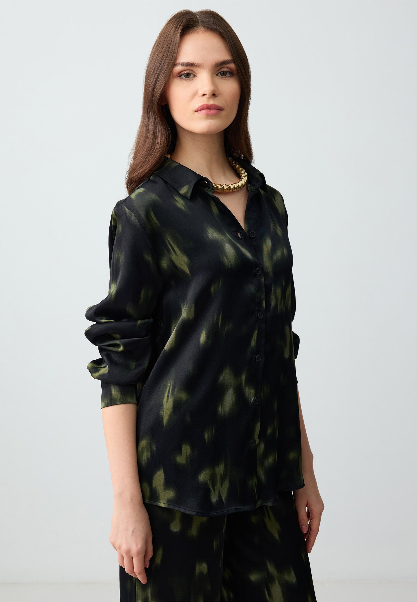 Regular Fit Shirt Collar Woven Black Shirt