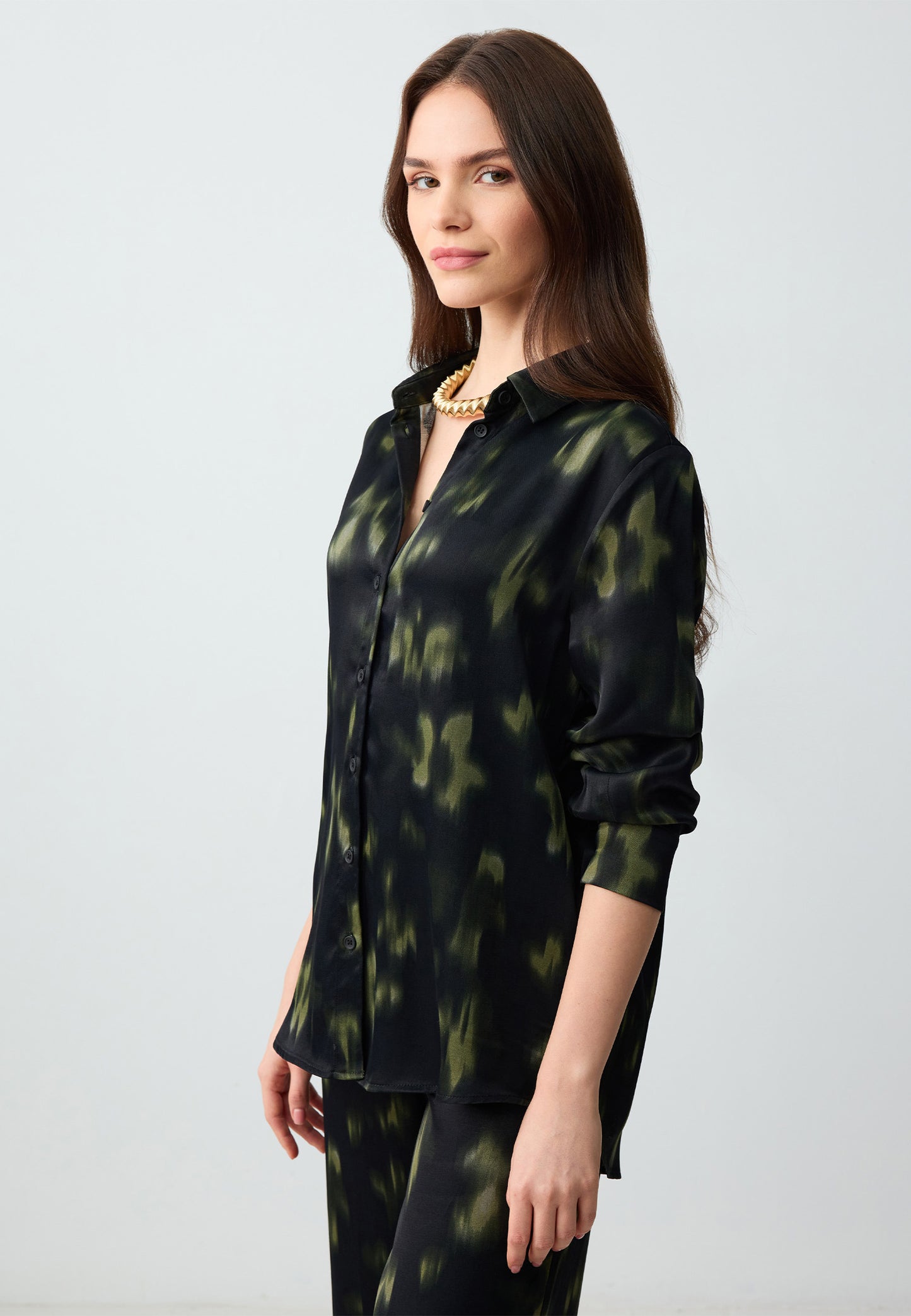 Regular Fit Shirt Collar Woven Black Shirt