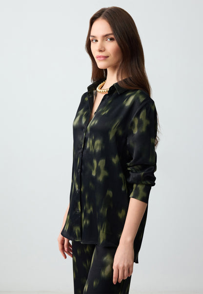 Regular Fit Shirt Collar Woven Black Shirt