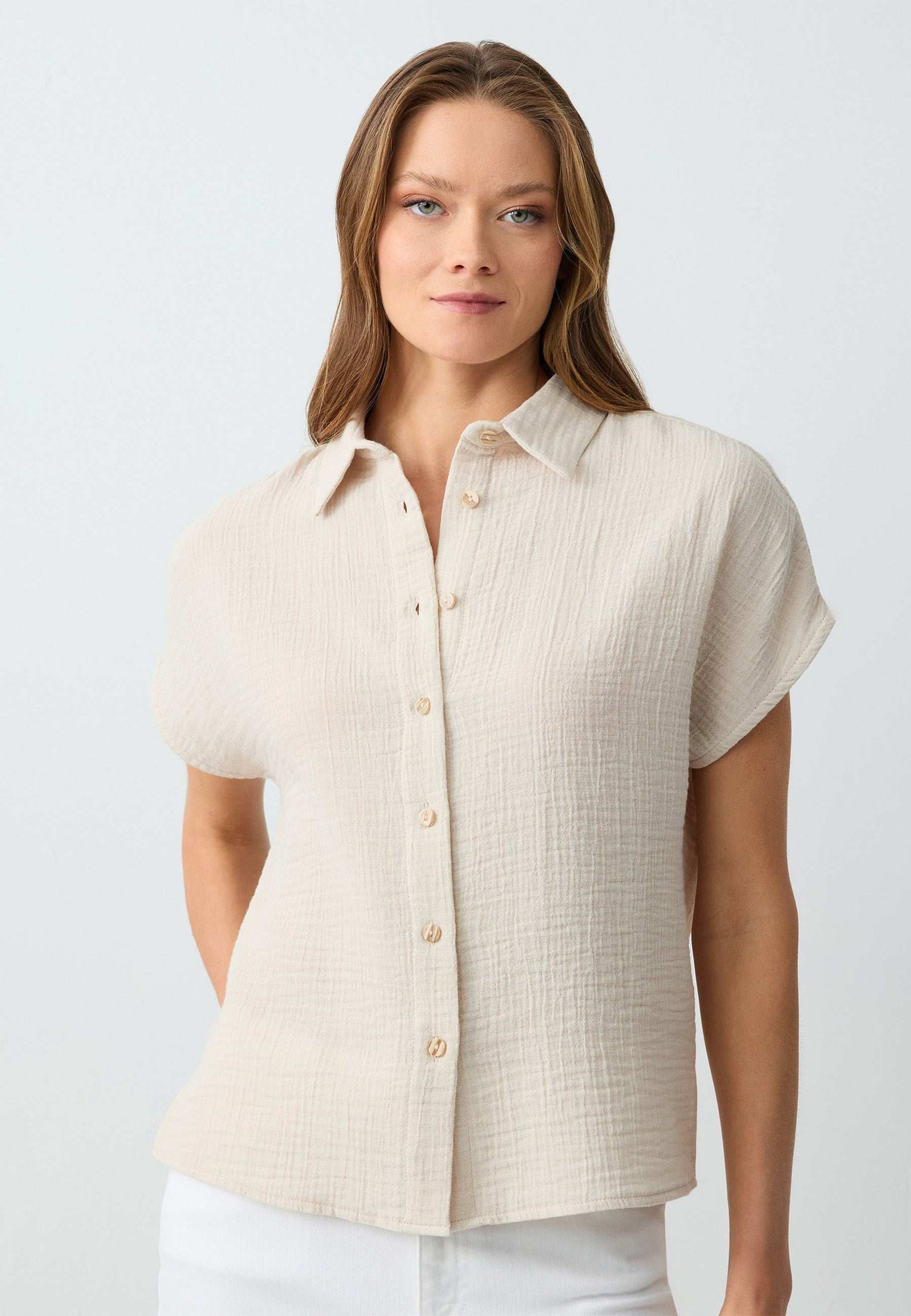 Regular Fit Shirt Collar Beige Shirt