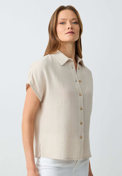 Regular Fit Shirt Collar Beige Shirt