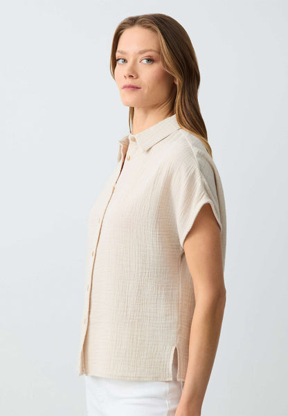 Regular Fit Shirt Collar Beige Shirt