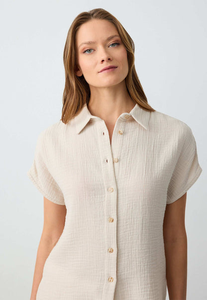 Regular Fit Shirt Collar Beige Shirt