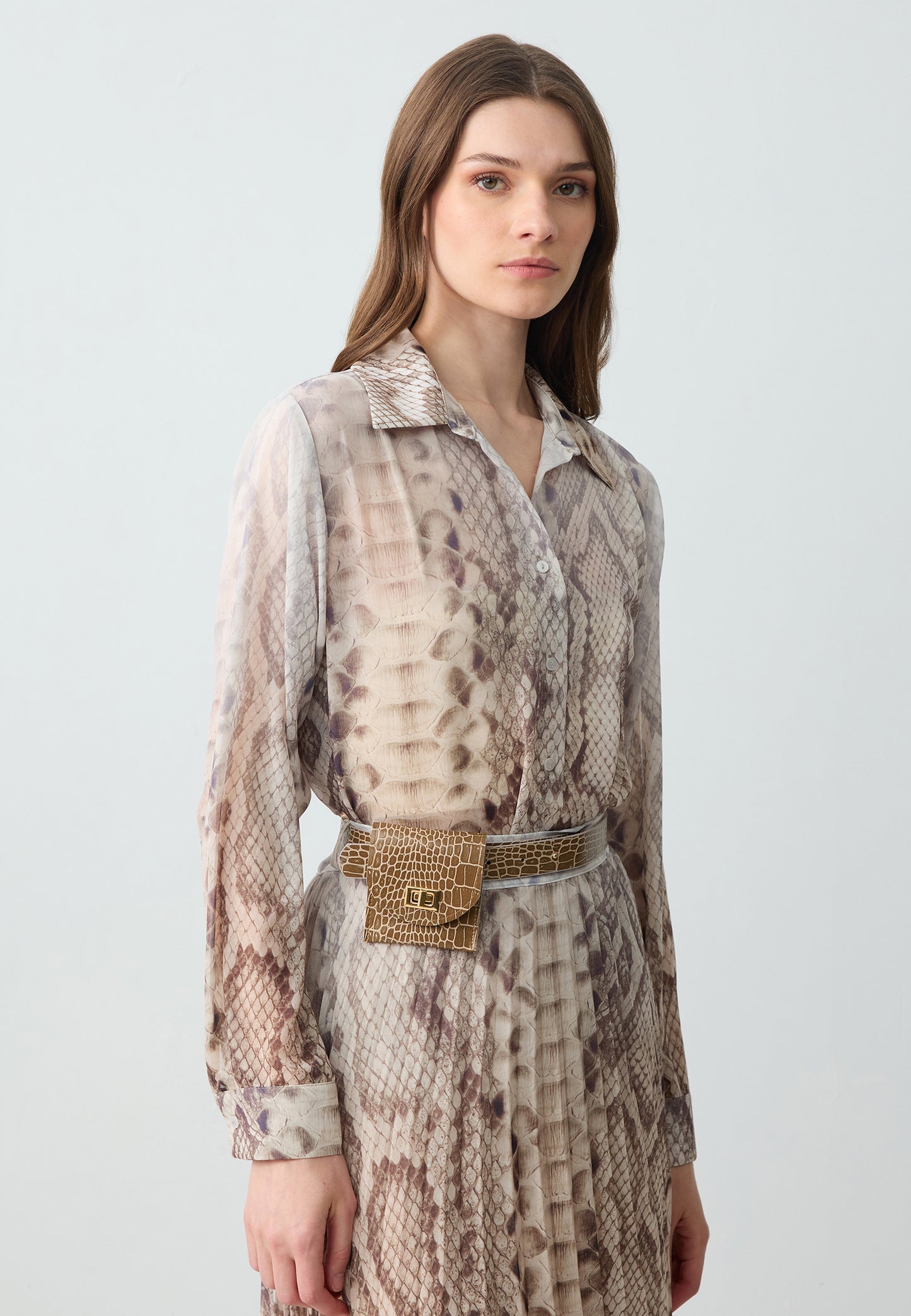 Loose Fit Shirt Collar Woven Stone Shirt