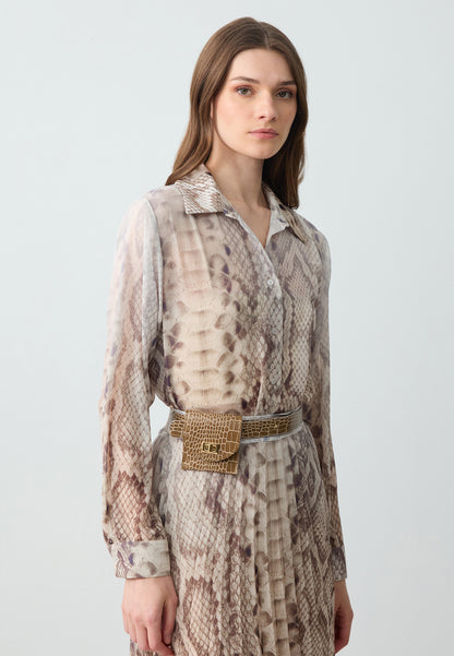 Loose Fit Shirt Collar Woven Stone Shirt