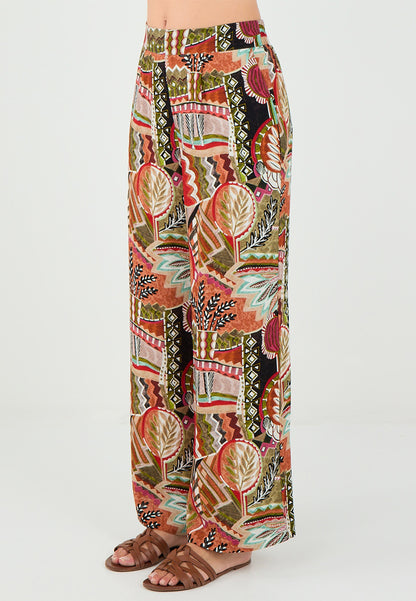 Loose Fit Green Woven Trousers