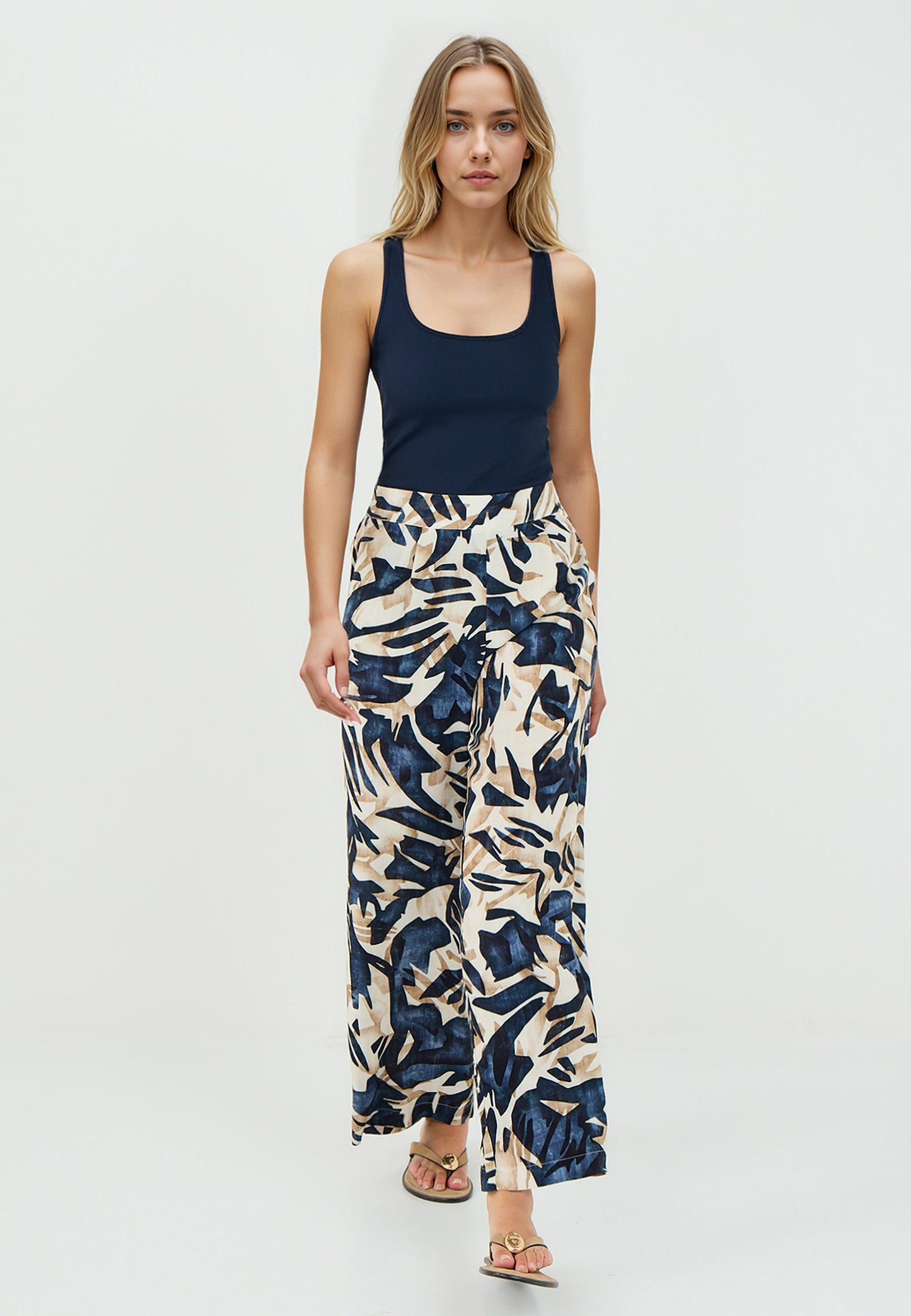 Loose Fit Dark Blue Woven Trousers