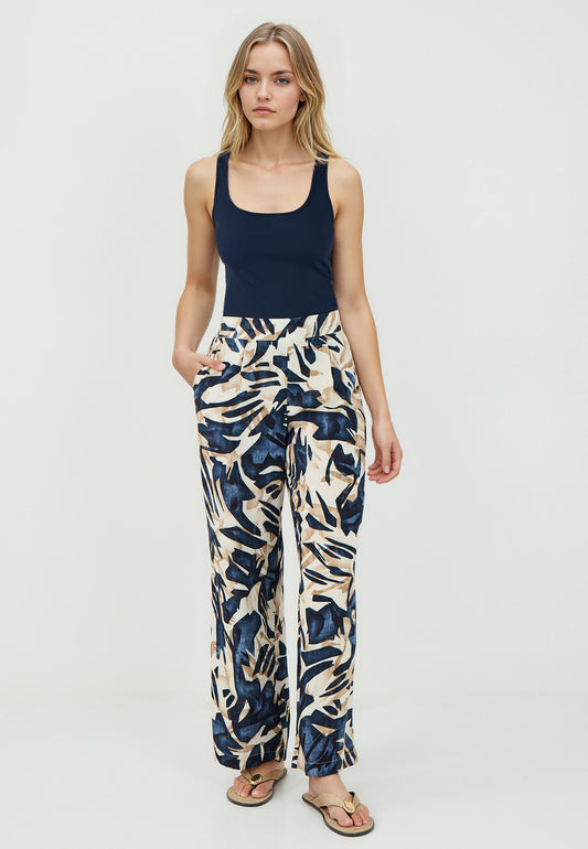 Loose Fit Dark Blue Woven Trousers