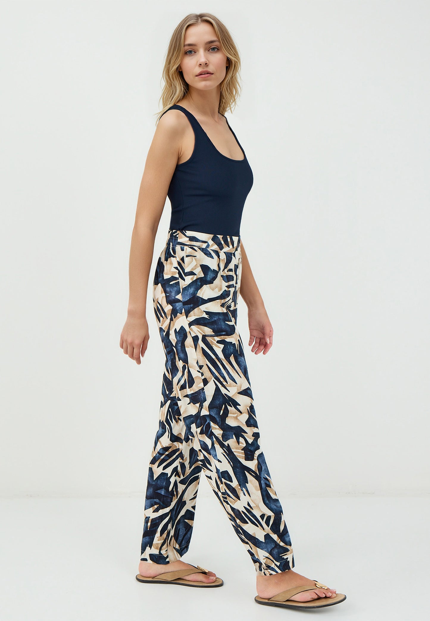 Loose Fit Dark Blue Woven Trousers