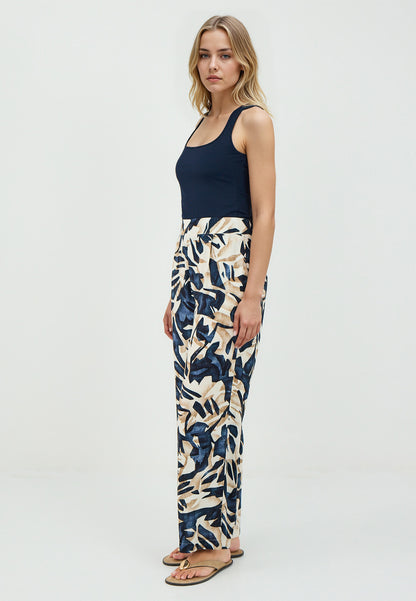 Loose Fit Dark Blue Woven Trousers