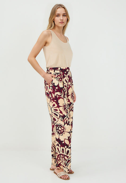 Loose Fit Burgundy Woven Trousers