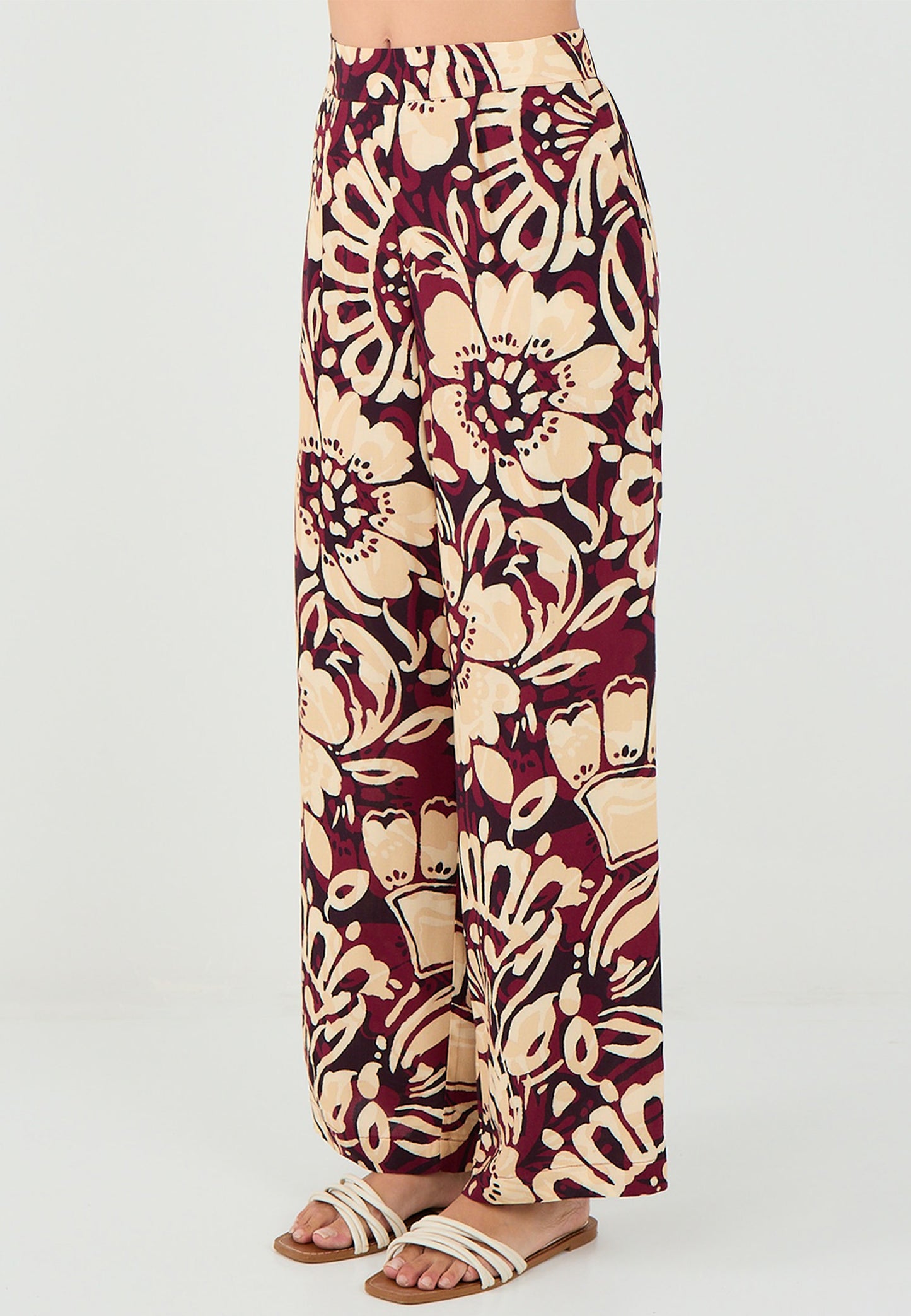 Loose Fit Burgundy Woven Trousers