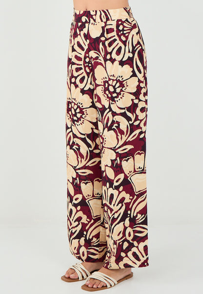 Loose Fit Burgundy Woven Trousers