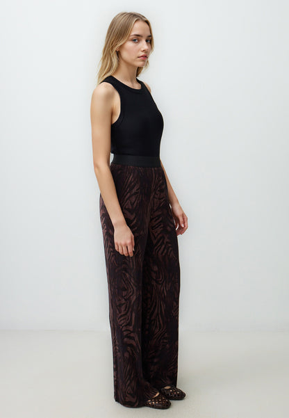 Straight Cut Regular Waist Wide Leg Patterned Knitted Pants