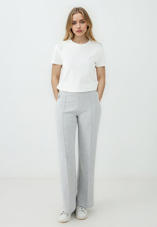 Regular Fit Knitted Grey Trousers