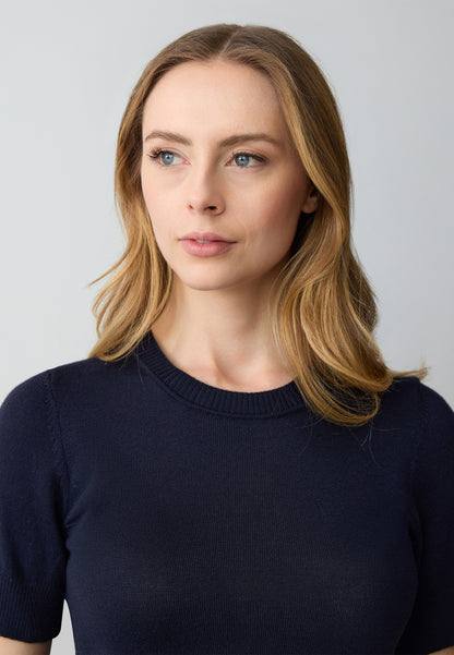 Crew Neck Short Sleeved Tricot Sweater
