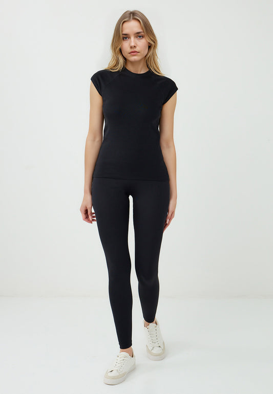 Slim Fit  Knitted Black Leggings