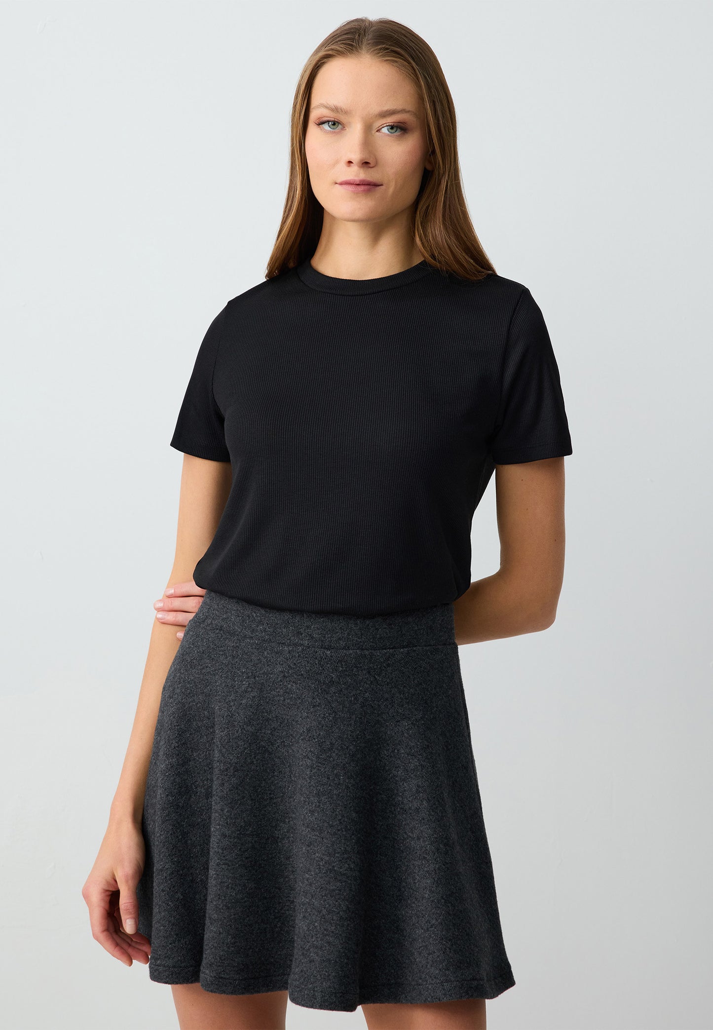 Regular Fit Crew neck Black T-shirt