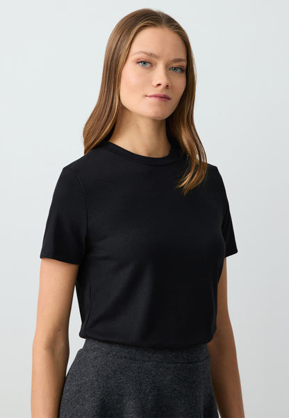 Regular Fit Crew neck Black T-shirt