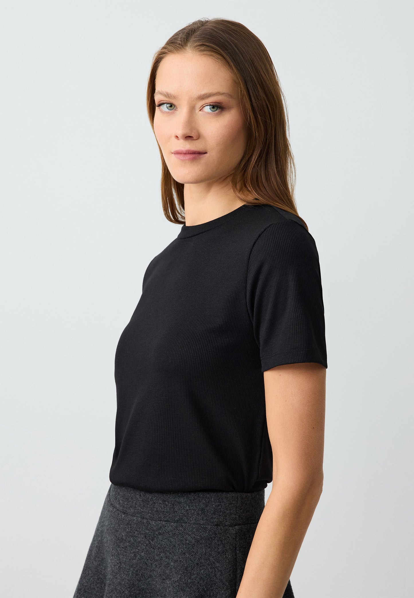 Regular Fit Crew neck Black T-shirt