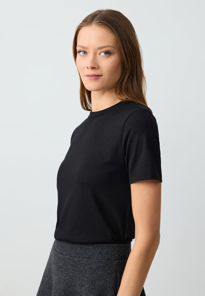 Regular Fit Crew neck Black T-shirt