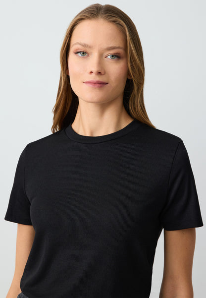 Regular Fit Crew neck Black T-shirt