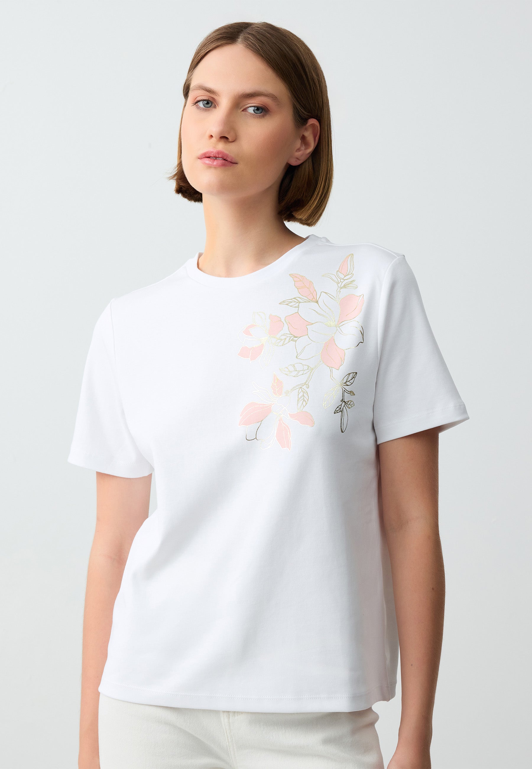 100% Cotton Round Neck Short Sleeve Patterned Knitted T-Shirt